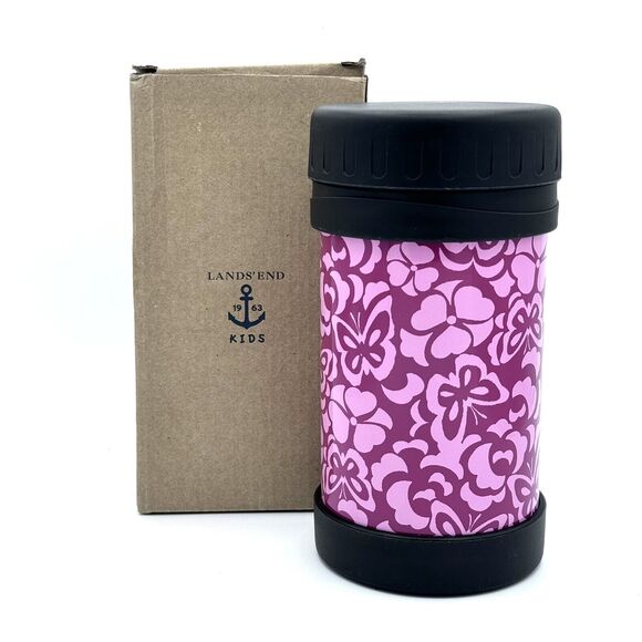 Lands' End Kids 16 oz Stainless Steel Insulated‎ Food Container Pink design New - Picture 2 of 3